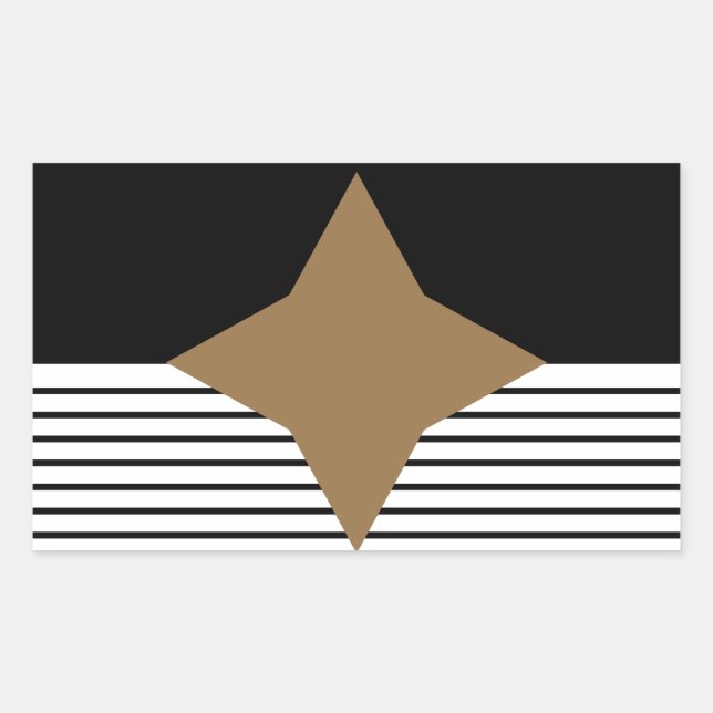 Sticker Rectangulaire Black White Colorblock & Brown Diamond (Devant)