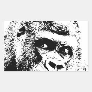 Sticker Rectangulaire Black White Pop Art Gorilla
