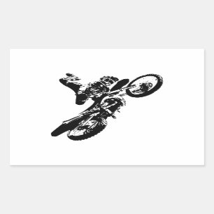 Sticker Rectangulaire Black White Pop Art Motocross Motorcyle Sport