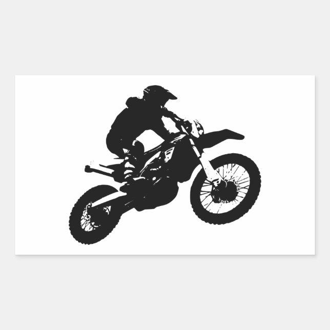 Sticker Rectangulaire Black White Pop Art Motocross Motorcyle Sport (Devant)