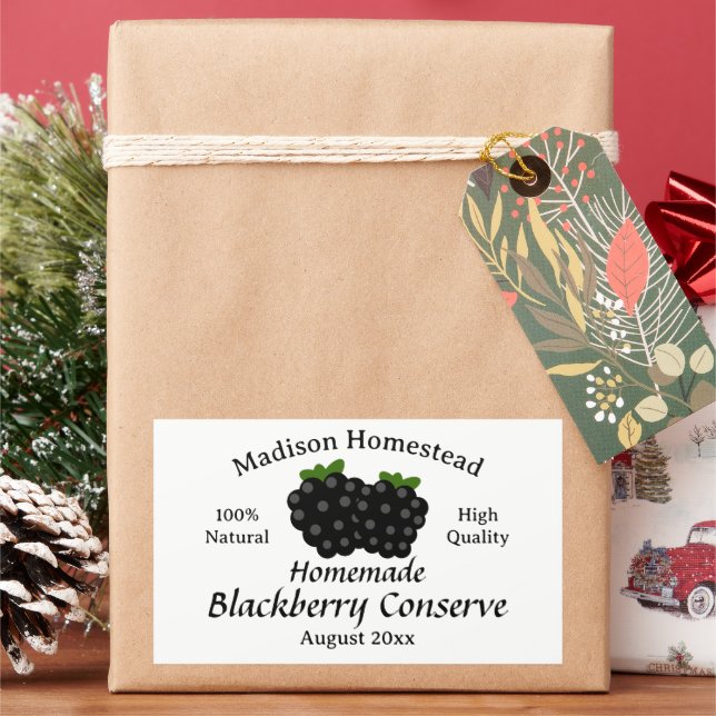 Sticker Rectangulaire Blackberry Jelly Conserve Jam Jar modèle autocolla (vacances)