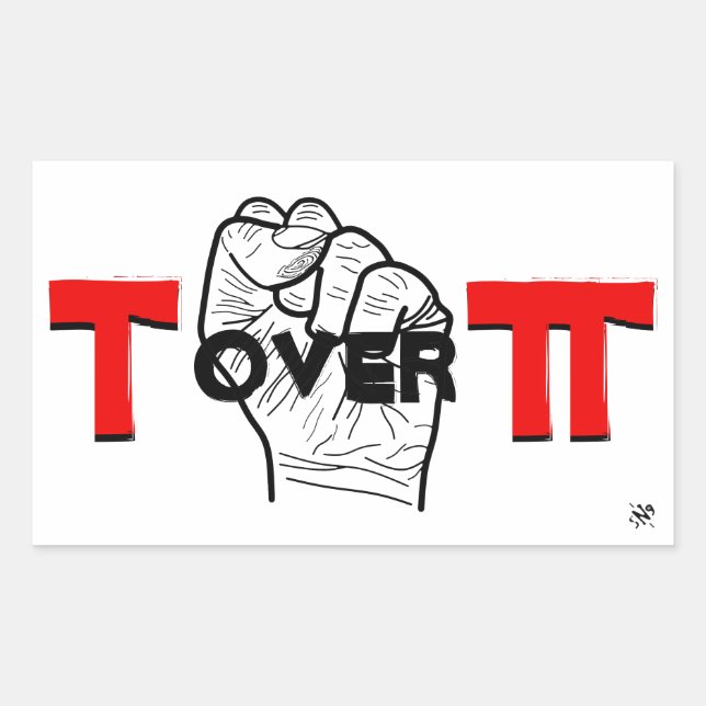 Sticker Rectangulaire Blague mathématique Tau et Pi (Devant)