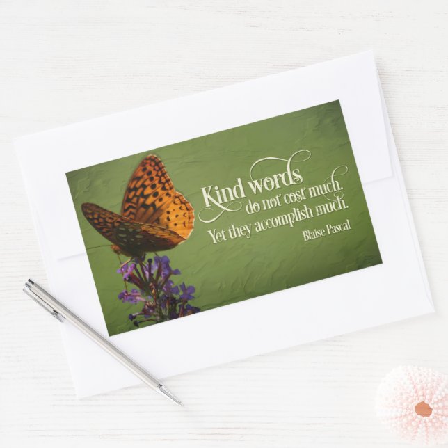 Sticker Rectangulaire Blaise Pascal Citation Inspirationnelle "Mots gent (Enveloppe)
