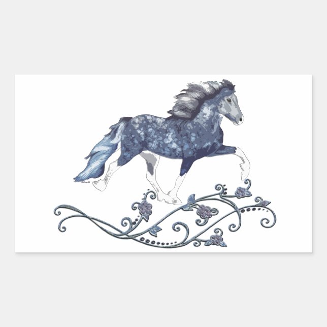 Sticker Rectangulaire Blámóða  Cheval Islandais Bleu (Devant)