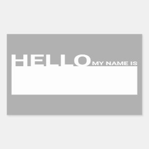 Sticker Rectangulaire Blanc Moderne Bonjour Mon Nom Est Gris