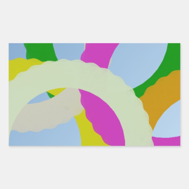 Sticker Rectangulaire Blanc, vert, violet, jaune, cercles bruns (Devant)