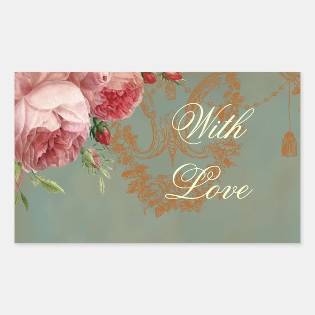 Sticker Rectangulaire Blenheim Rose avec amour (Devant)