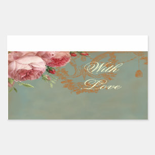 Sticker Rectangulaire Blenheim Rose avec amour