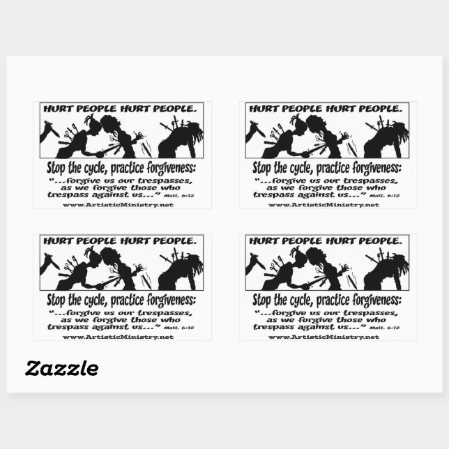 Sticker Rectangulaire Blessures Les gens Blessent les gens blanc, rectan (Feuille)