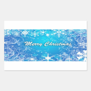 Sticker Rectangulaire Bleu blanc de Joyeux Noël