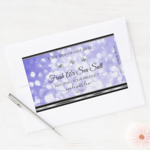 Sticker Rectangulaire Bleu clair Parties scintillant Shimmer Produit Éti