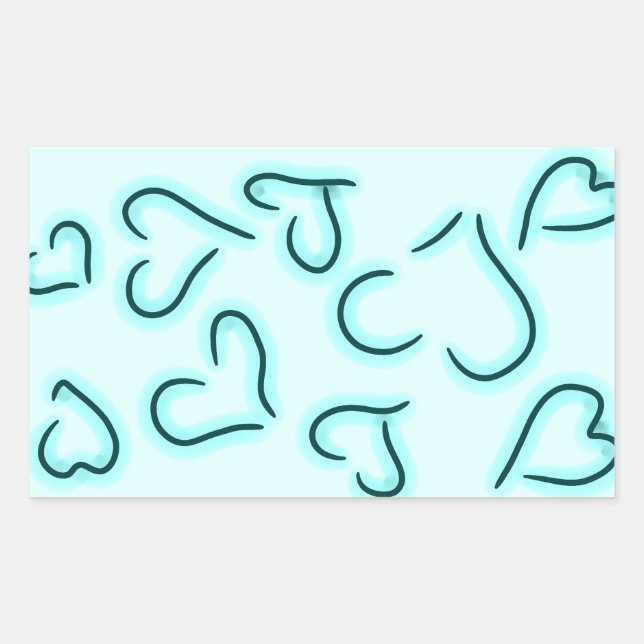 Sticker Rectangulaire Bleu Coeur mignon (Devant)