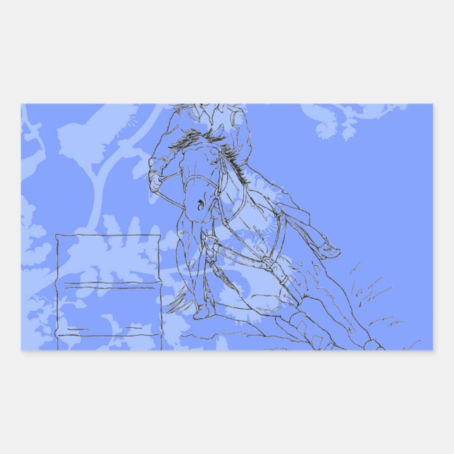 Sticker Rectangulaire Bleu-Fleur Barrel Racer (Devant)