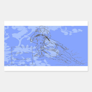Sticker Rectangulaire Bleu-Fleur Barrel Racer