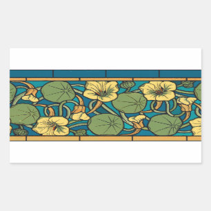 Sticker Rectangulaire Bleu jaune Nasturtium Fleur Nouveau Motif