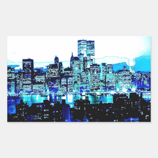 Sticker Rectangulaire Bleu New York (Devant)