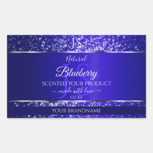 Sticker Rectangulaire Bleu royal avec initiales de Parties scintillant É