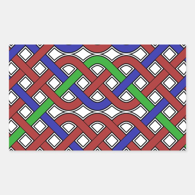 Sticker Rectangulaire Bleu, vert et rouge céleste noeuds (Devant)