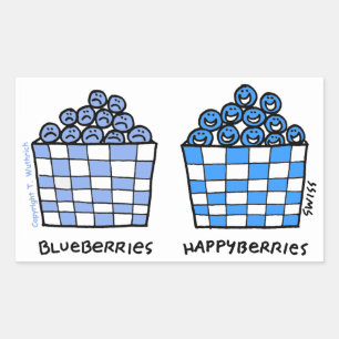 Sticker Rectangulaire Bleuets amusants Happyberries Dessin alimentaire