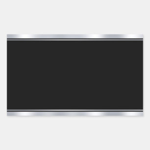 Sticker Rectangulaire Blond Modèle Faux Silver Black Ajouter votre texte