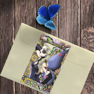 Sticker Rectangulaire Blonde Fairy Floral Purple