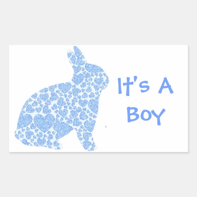 Sticker Rectangulaire Blue Bunny C'est un garçon (Devant)