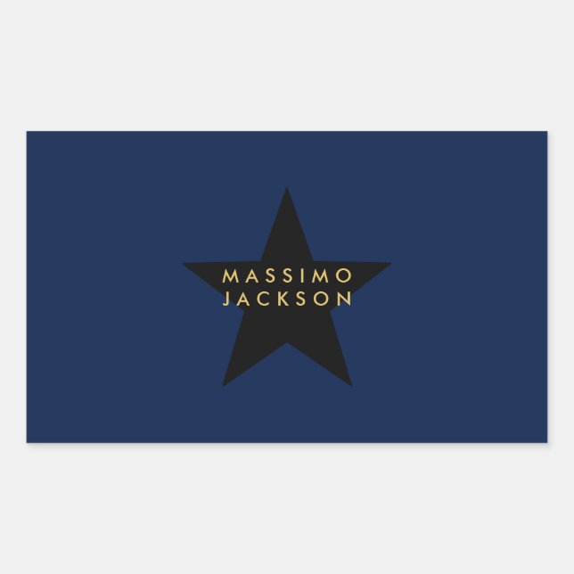 Sticker Rectangulaire Blue Gold Colors Professional Trendy Black Star (Devant)