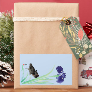 Sticker Rectangulaire Blue Irises and Moorhens par Ohara Koson