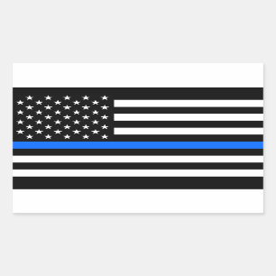 Sticker Rectangulaire "BLUE LINE MINCE sur le DRAPEAU "