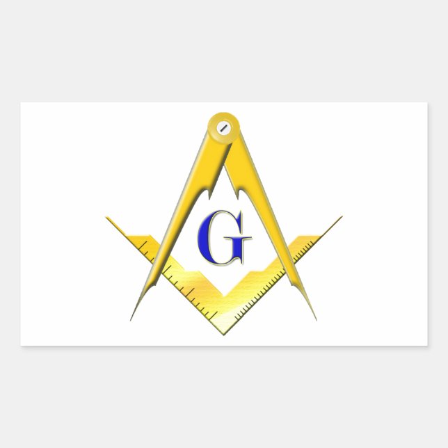 Sticker Rectangulaire Blue Lodge Carré & Compas (Devant)
