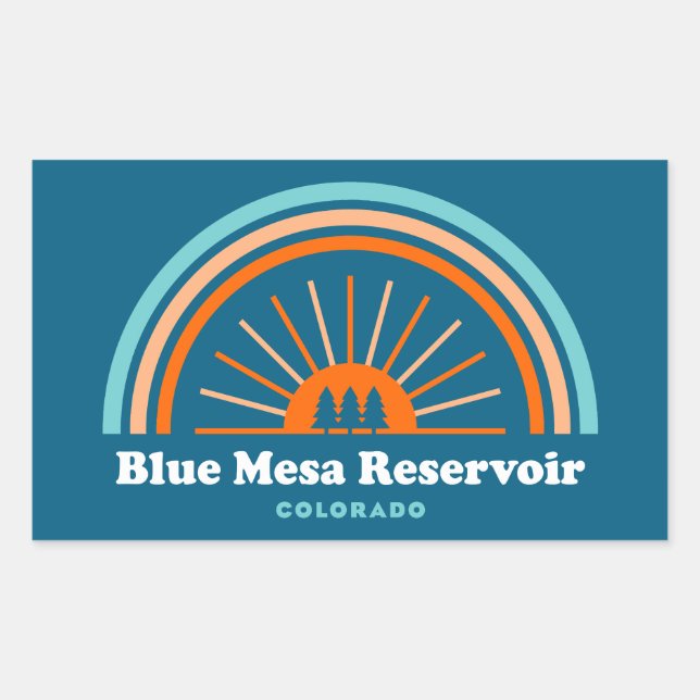 Sticker Rectangulaire Blue Mesa Réservoir Colorado Arc-en-ciel (Devant)