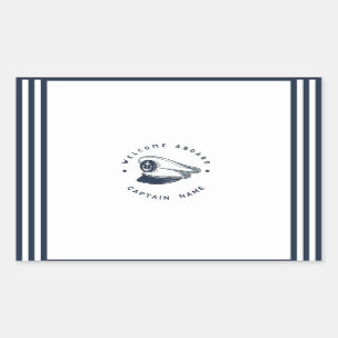 Sticker Rectangulaire Blue Navy Ancre nautique yacht club voile