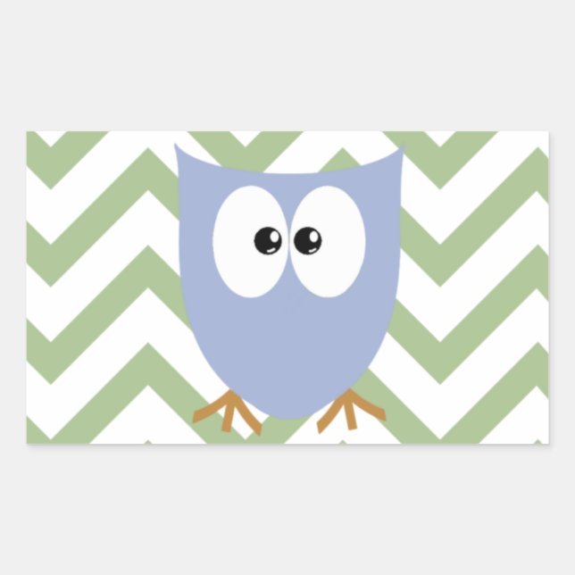 Sticker Rectangulaire Blue Owl Baby Boy Faire-part (Devant)