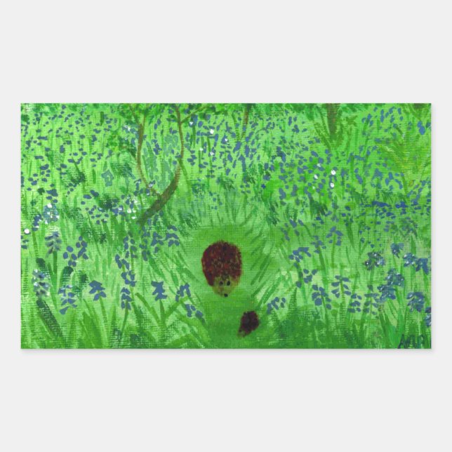 Sticker Rectangulaire Bluebell Wood Hérisson vert (Devant)