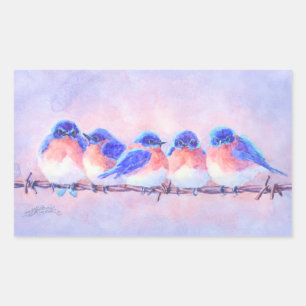 Sticker Rectangulaire BLUEBIRDS sur fil par SHARON SHARPE
