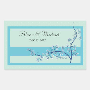 Sticker Rectangulaire Bluek floral -Sceau Mariage