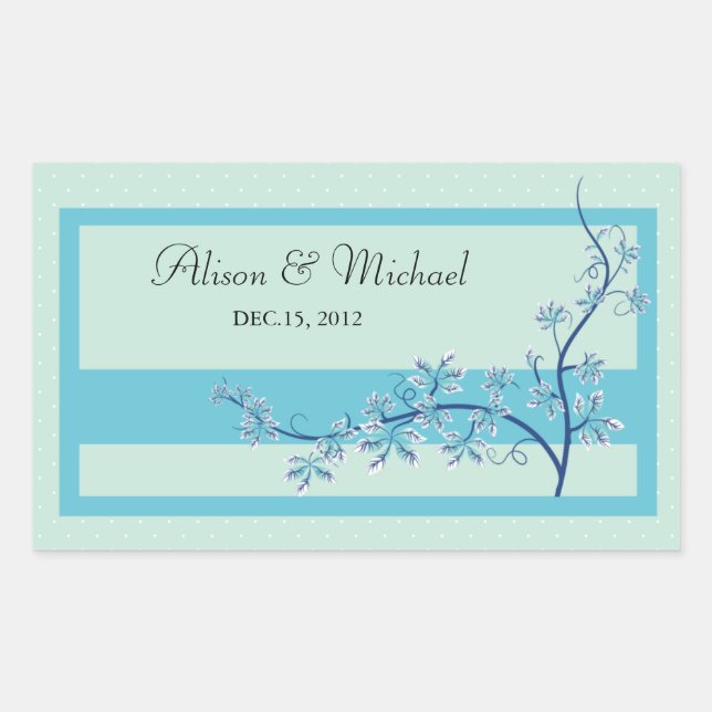 Sticker Rectangulaire Bluek floral -Sceau Mariage (Devant)