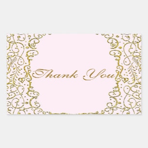 Sticker Rectangulaire Blush Pink Gold Castle PRINCESS Fête Anniversaire