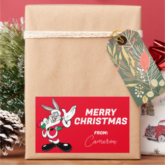 Sticker Rectangulaire BOGS BUNNY™ Père Noël Waving | Joyeuses fêtes