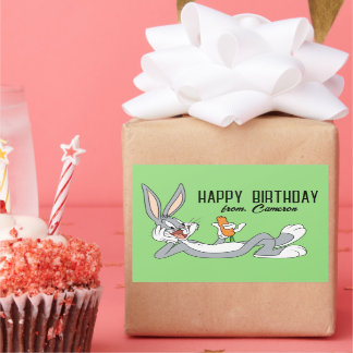 Sticker Rectangulaire BOGUES BUNNY™ allongé | Joyeux anniversaire