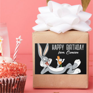 Sticker Rectangulaire BOGUES BUNNY™ allongé | Joyeux anniversaire