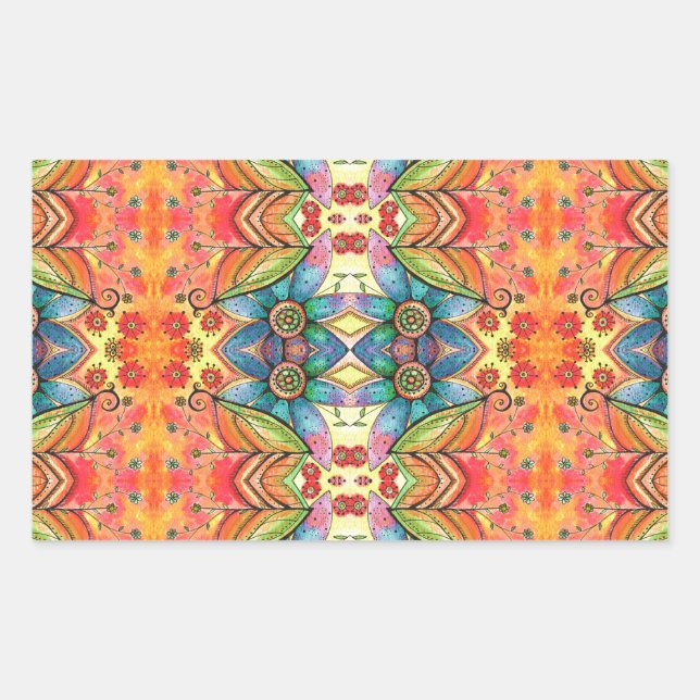 Sticker Rectangulaire Bohème Design Motif coloré (Devant)