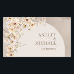 Sticker Rectangulaire Boho arch été Fleur sauvage Rustic mariage autocol<br><div class="desc">Découvrez le meilleur de l'esthétique contemporaine avec notre design exclusif "Ivory Boho Fleurs sauvages. Il est méticuleusement composé d'une palette étonnante de teintes neutres modernes, mêlant harmonieusement ieusement ivoire et tons beige et marron. Les graphismes fleurs sauvages évocateurs sont nichés dans une arche bohème complexe - une poésie visuelle parfaite...</div>