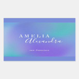 Sticker Rectangulaire Boho Rétro Écriture Abstrait Dégradé Violet Bleu