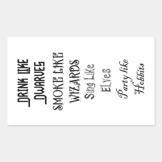 Sticker Rectangulaire Boire comme des nains Fumer comme des sorciers Cha (Devant)