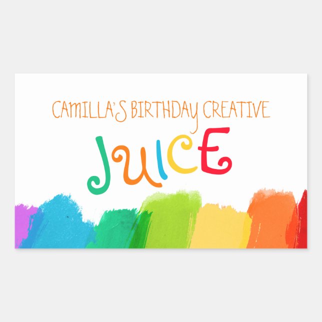 Sticker Rectangulaire Boire de jus d'anniversaire art fête de peinture s (Devant)