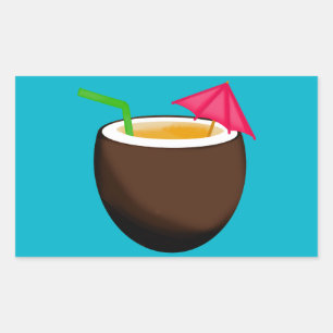 Sticker Rectangulaire Boisson de noix de coco tropicale