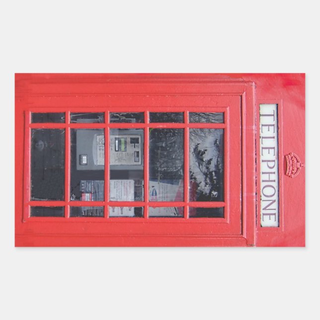 Sticker Rectangulaire Boîte téléphonique rouge Londres (Devant)