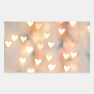 Sticker Rectangulaire Bokeh Heart Twinkings Lights Glittery Rose Shimmer