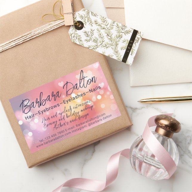 Sticker Rectangulaire Bokeh rose (Cadeaux)